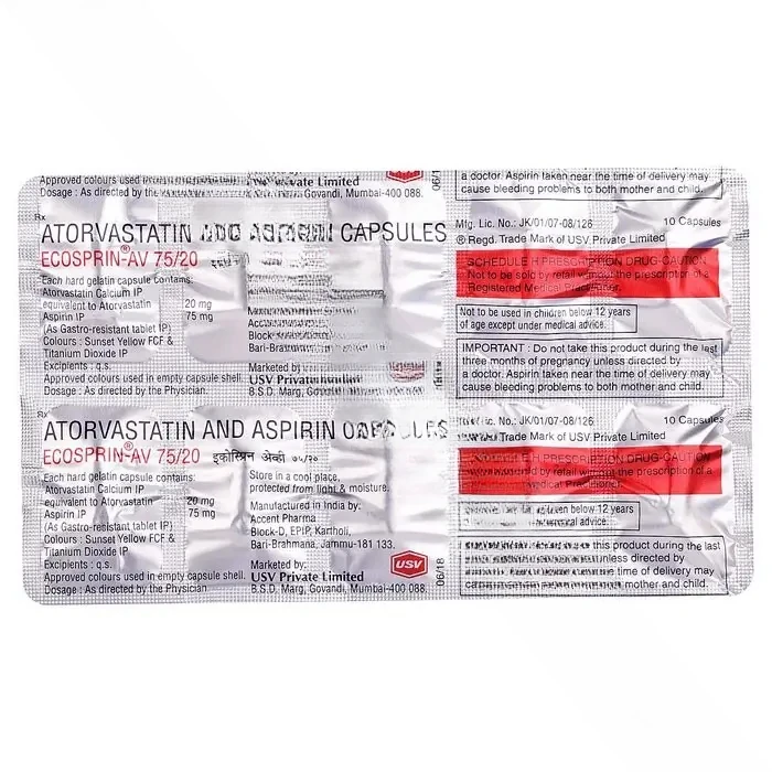 Ecosprin-AV 75/20 Mg (Atorvastatin/Aspirin)