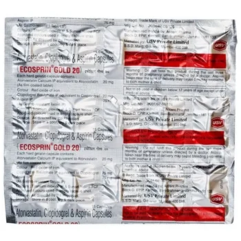 Ecosprin Gold 20 Mg (Atorvastatin/Clopidogrel/Aspirin)
