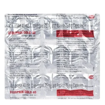 Ecosprin Gold 40 Mg (Atorvastatin/Clopidogrel/Aspirin)